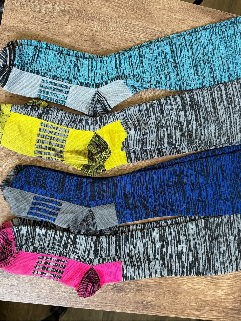 Colorblock Athletic Crew Socks - Turquoise, Yellow, Blue, Pink